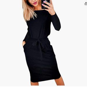 PRETTYGARDEN Long Sleeve Tie-Waist Dress